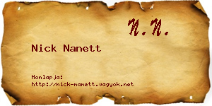 Nick Nanett névjegykártya